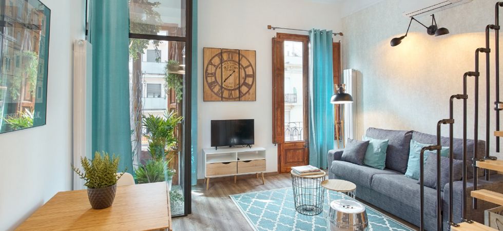 13568) UD Apartments - Marina Vintage Loft, Barcelona - Living Area